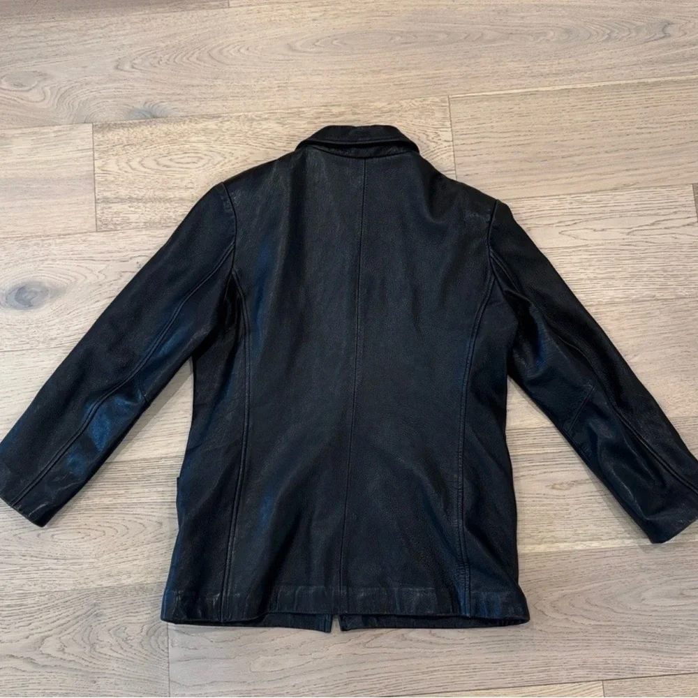 Golden‎ Bear Men's Large Leather Jacket Black Wool Lined USA Made Front Zip Coat